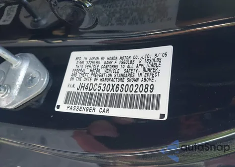 2006 Acura Rsx Type S z USA, uszkodzony, nr VIN JH4DC530X6S002089